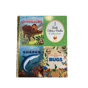 3 Little Golden Books Collection Dinosaurs Sharks Bugs Childrens Hardcover Book